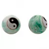 Esoterika - Sfere Qi Gong Yin Yang vianco/verde marmo -- 4 Cm