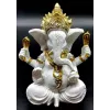 Esoterika - Statua Ganesh in resina Bianca e oro cm 13