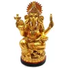 Esoterika - Statua Ganesh su base in resina oro cm 18