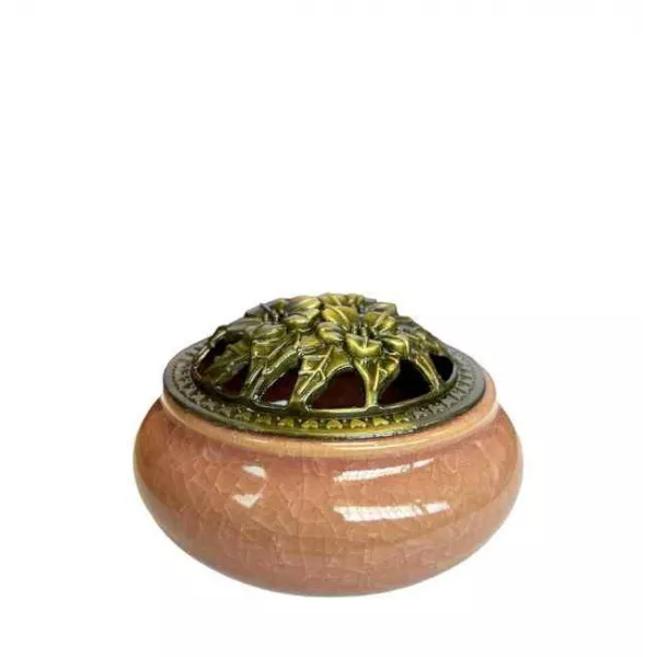 Esoterika - Porta incenso per coni in ceramica colore pesca cm 10x6