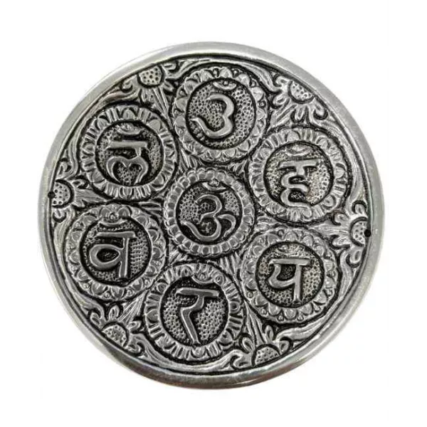 Esoterika - Porta incenso rotondo in metallo 7 chakra -- 11 Cm