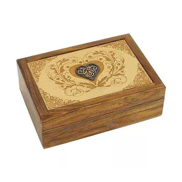 Esoterika - Scatola Tarocchi Cuore Intagliato -- 18x12,5x6 Cm