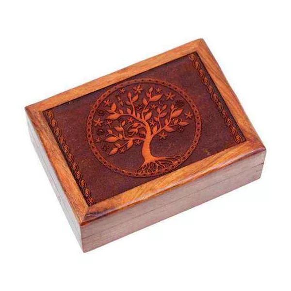 Esoterika - Scatola Tarocchi In Legno Albero Della Vita -- 17,5x13x6.5