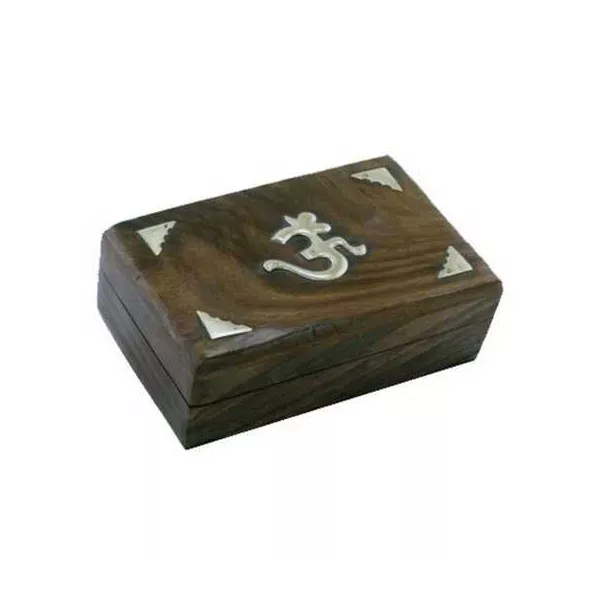 Esoterika - Scatola Tarocchi Om con intarsio ottone -- 15x10x4 Cm