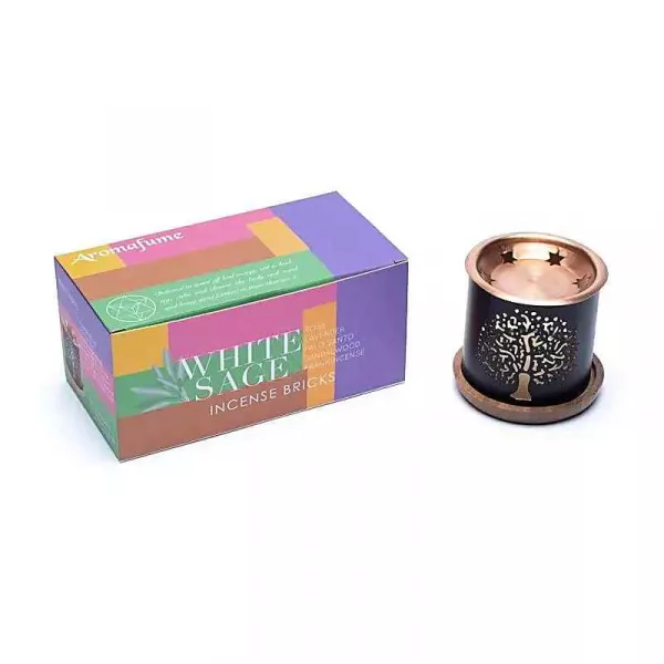 Esoterika - Set Aromafume alla salvia dffusore+Mattoncini Incenso