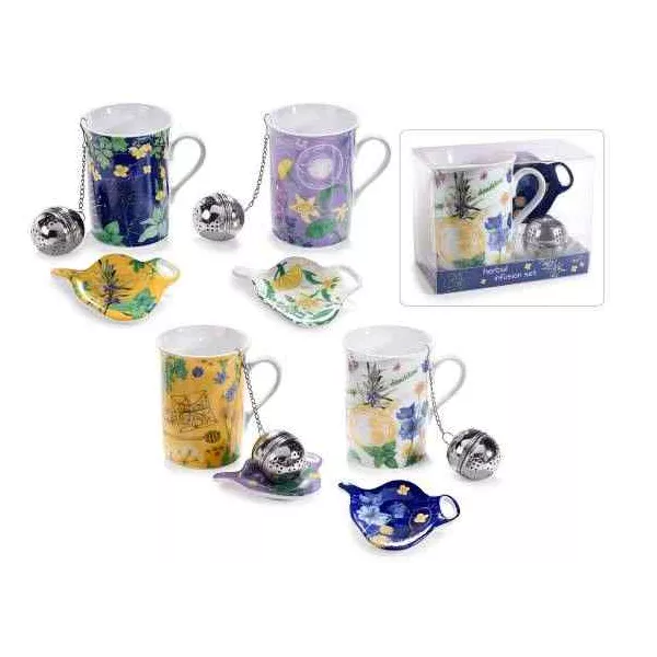 Esoterika - Set tazza, piattino in porcellana e filtro in acciaio in s