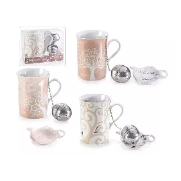 Esoterika - Set tazza,piattino porcellana con filtro acciaio in scatol