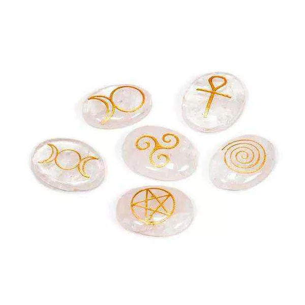 Esoterika - Simboli Wicca Cristallo Di Rocca Set Di 6 -- 3,3x2.3 Cm