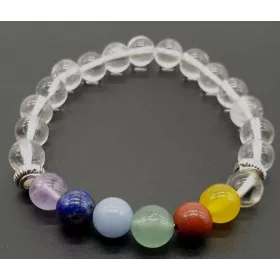 Esoterika - Bracciale Cristallo di Rocca e 7 Chakra perle 8mm