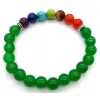 Esoterika - Bracciale Giada Verde & 7 Chakra perle 8mm