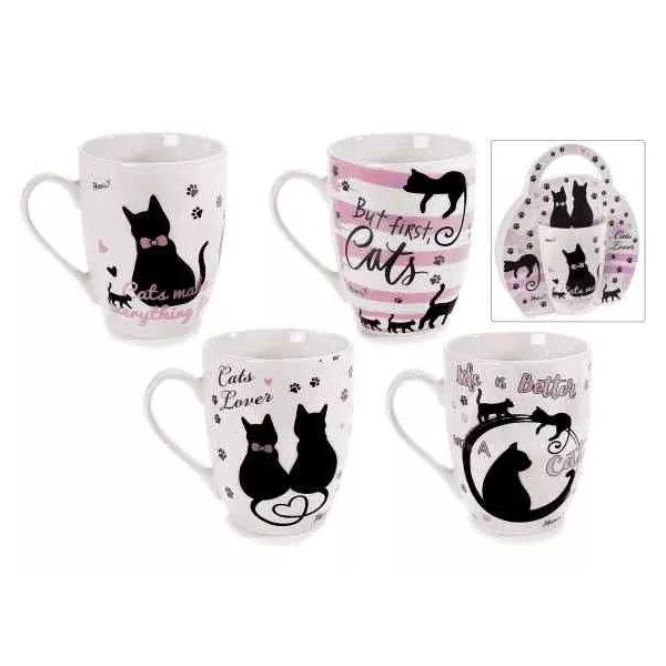 Esoterika - Tazza in porcellana con decori gatto