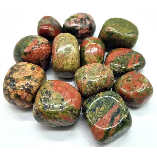 Esoterika - Unakite "A" singola pietra burattata -- ±2,5-3 cm