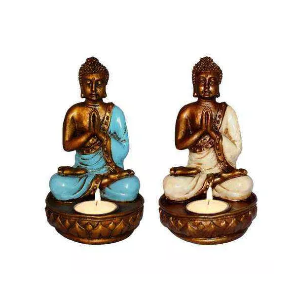 Esoterika - Portalumino Buddha Thai resina argento e oro dipinto a man