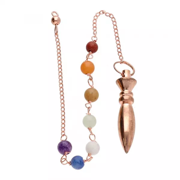 Esoterika - Pendolo Karnak in rame con catenina chakra