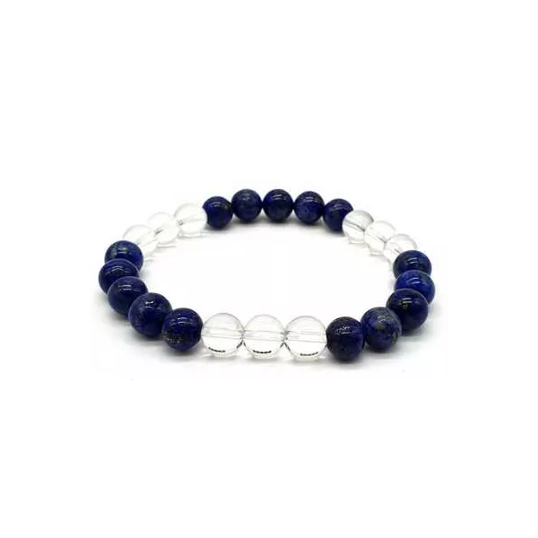 Esoterika - Bracciale Lapislazzuli e Cristallo di rocca 3-Mix perle 8m