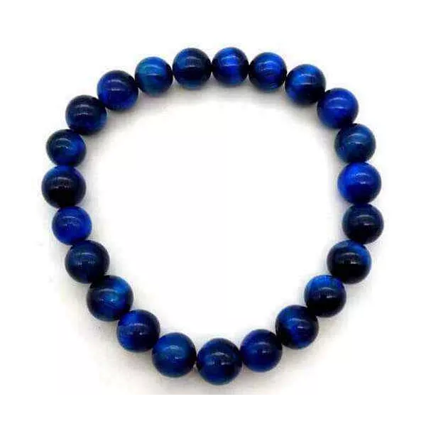 Esoterika - Bracciale Occhio di Tigre Blu perle 8mm