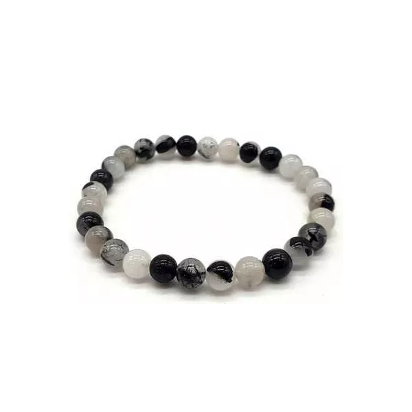 Esoterika - Bracciale Quarzo Tormalina Perle 6mm