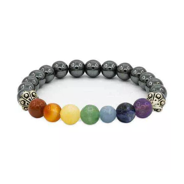 Esoterika - Braccialetto Elastico Dei Chakra Ematite -- 0,8 Cm