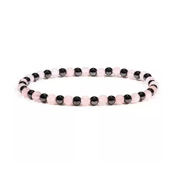 Esoterika - Braccialetto In Quarzo Rosa/Ematite -- 19 Cm