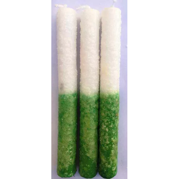 Esoterika - Candela esoterica verde e bianca al sale -