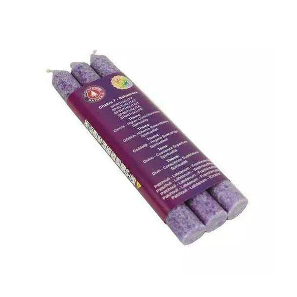 Esoterika - Candela Chakra ‘Da Tavola’ Profumata 7° Chakra Viola X 3 -