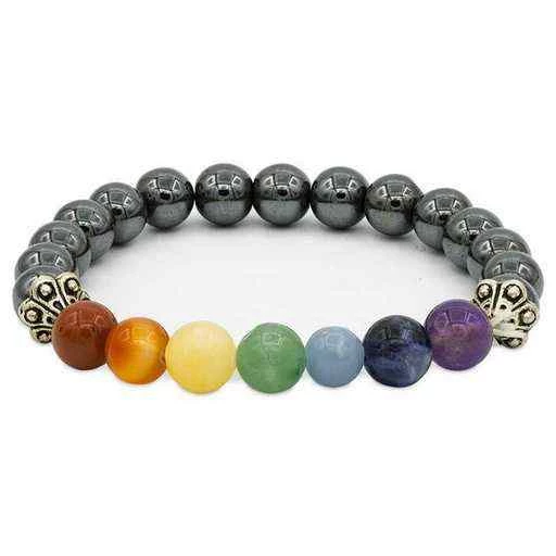 Braccialetto Elastico Dei Chakra Ematite -- 0,8 Cm