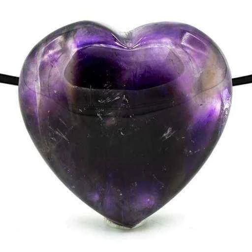 Ciondolo A Cuore In Ametista Con Foro -- 2,0 Cm