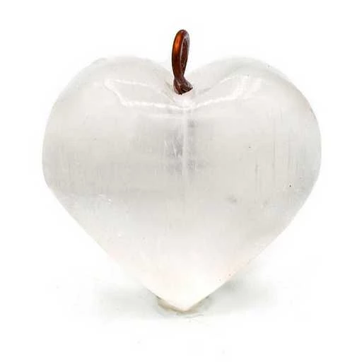 Ciondolo A Cuore In Selenite -- 3 Cm