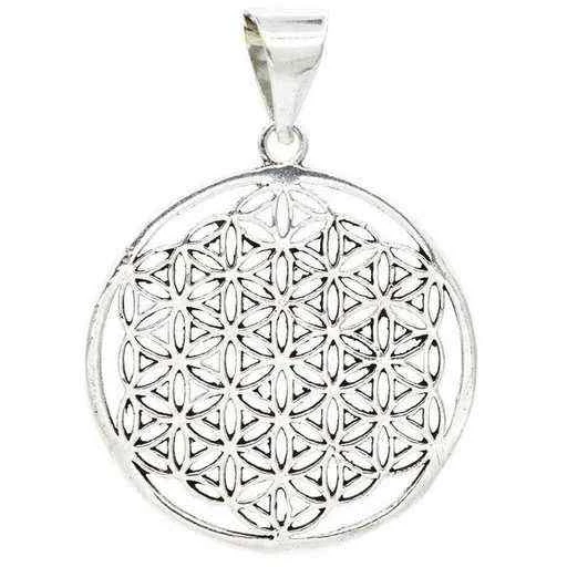 Ciondolo Fiore Della Vita In Ottone Color Argento -- 3 Cm
