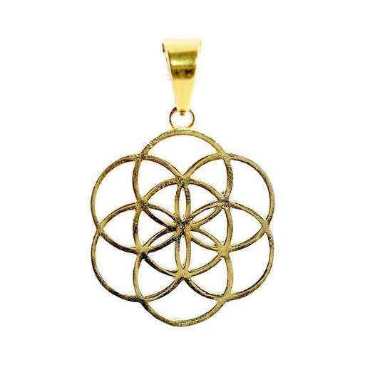 Ciondolo Fiore Della Vita Ottone Color Oro -- 3 Cm