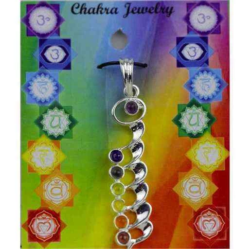 Ciondolo Kundalini Chakra 7 Pietre Argentato -- 5 Cm