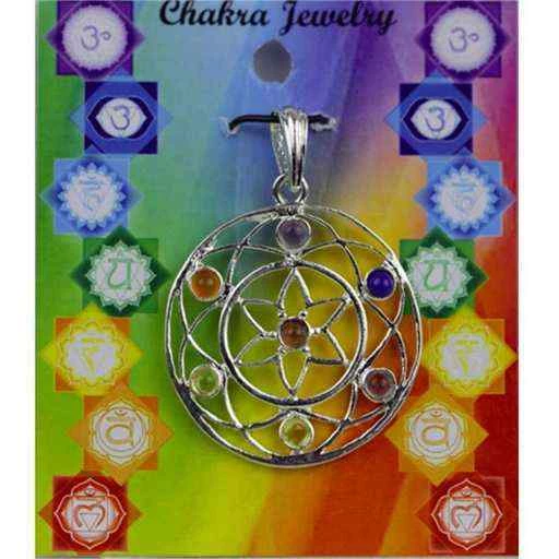 Ciondolo Mandala 7 Pietre In Ottone -- 3,8 Cm