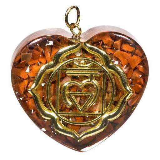 Ciondolo Orgonite Primo Chakra Cuore -- 4x4,2 Cm