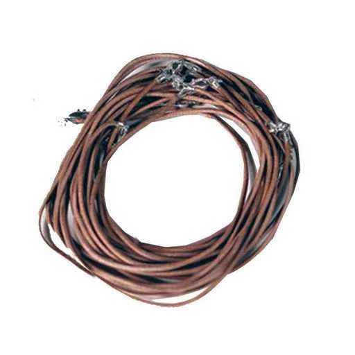 Collana Pelle Chiusura A Moschettone Marrone Chiaro -- 45 Cm