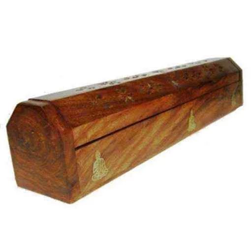 Porta incenso Con Contenitore In Legno Con Buddha -- 30 Cm