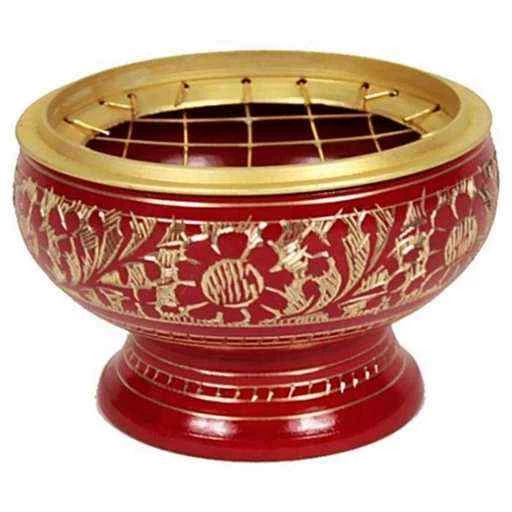 Brucia incensi per carbonella in ottone rosso -- 7.5x5.5cm