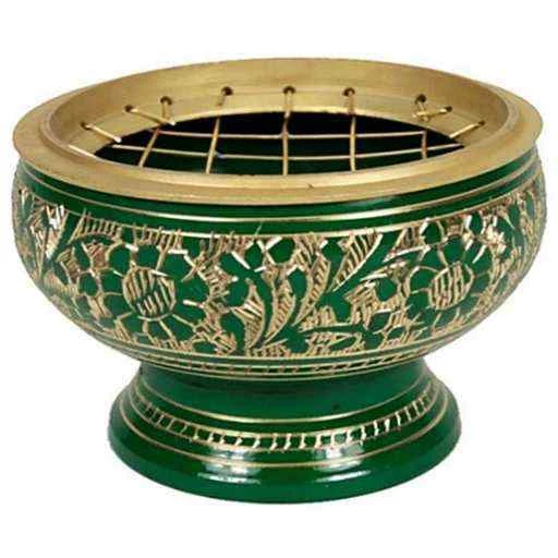 Incensiera Per Carbonella In Ottone Verde -- 7.5x5.5cm