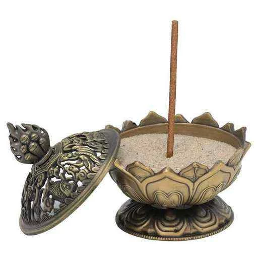 Bruciaincenso Loto Color Bronzo -- 7,8x6.9x6.9 Cm