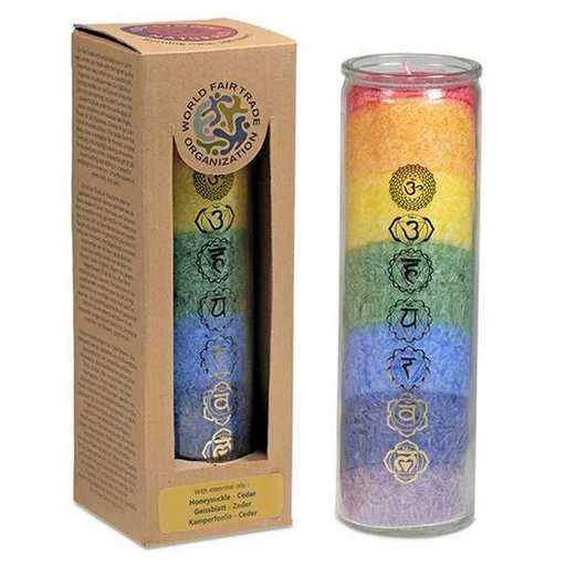 Candela Dei 7 Chakra Con Oli Essenziali -- 21x6,5 Cm