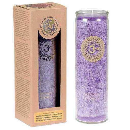Candela Profumata 7° Chakra Stearina 100 Ore -- 21x6,5 Cm