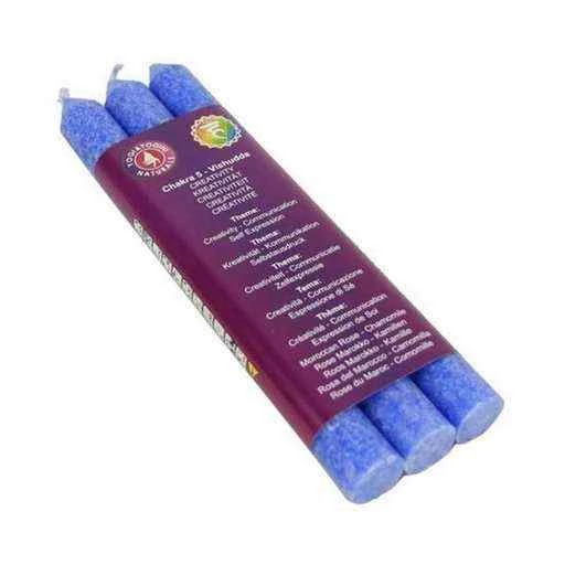 Candela ‘Da Tavola’ Profumata 5° Chakra Blu X 3 -- 21x2,2 C