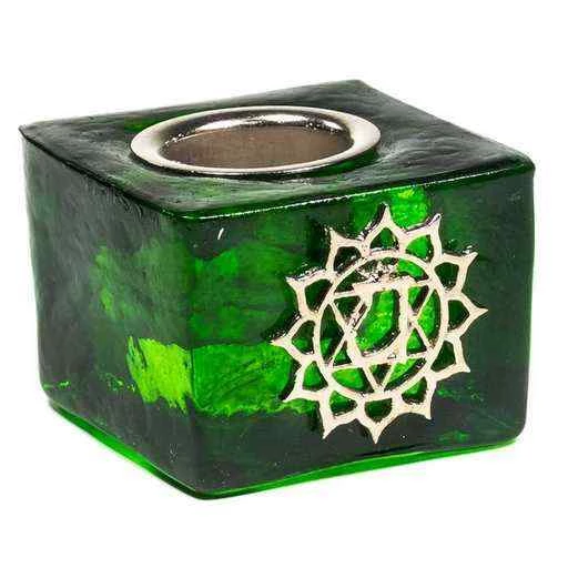 Portacandele Cubo Chakra Del Cuore -- 4,5x4.5x3.5