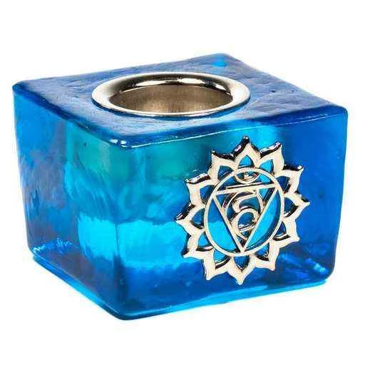 Portacandele Cubo Chakra Della Gola -- 4,5x4.5x3.5