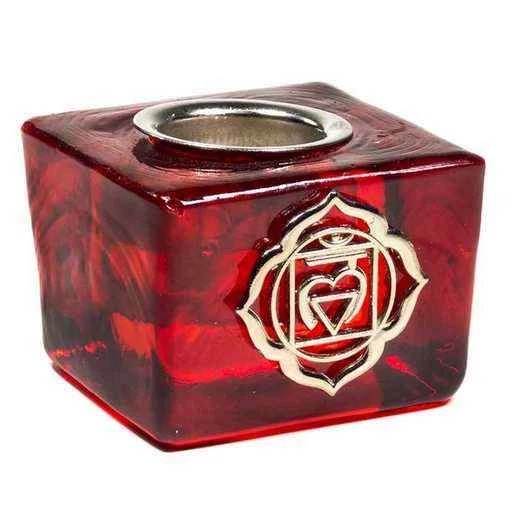 Portacandele Cubo Chakra Della Radice -- 4,5x4.5x3.5cm