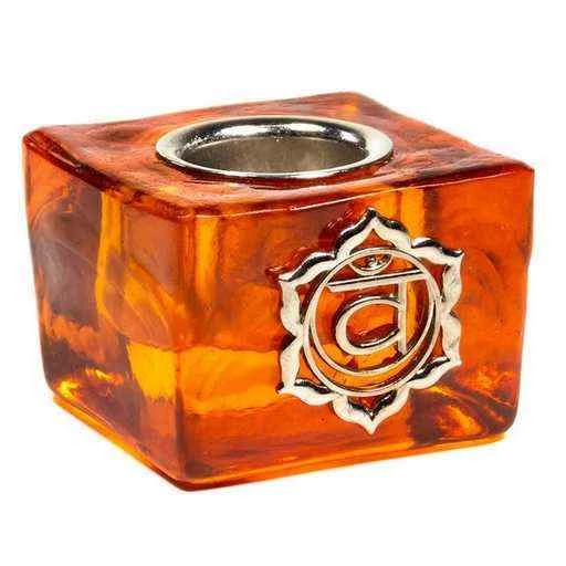 Portacandele Cubo Chakra Sacrale -- 4,5x4.5x3.5cm
