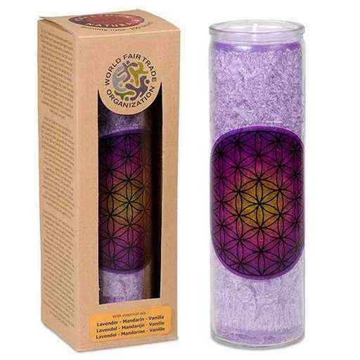 Candela Fiore Della Vita Viola Stearina -- 21x6,5 Cm