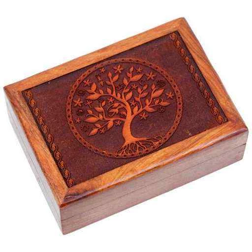 Scatola Tarocchi In Legno Albero Della Vita -- 17,5x13x6.5 C