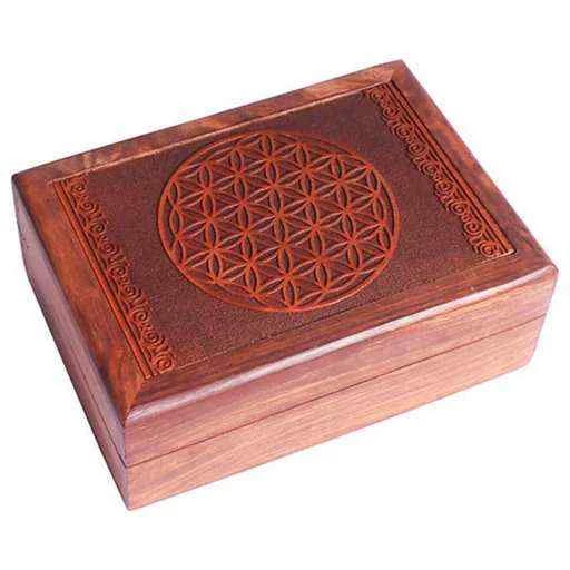 Scatola Tarocchi In Legno Fiore Della Vita -- 17,5x13x6.5 Cm