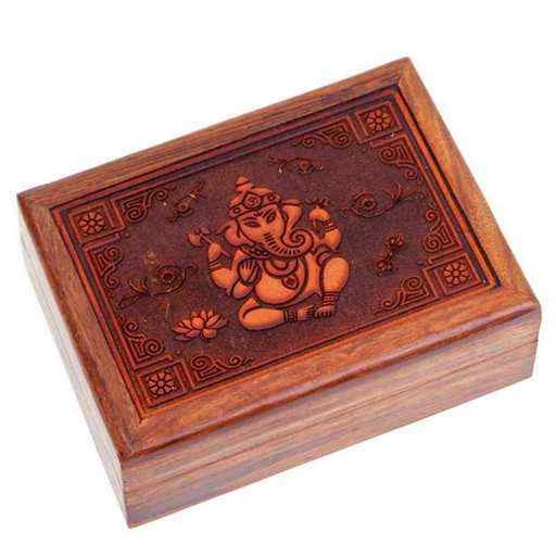 Scatola Tarocchi In Legno Ganesh -- 17,5x13x6.5 Cm