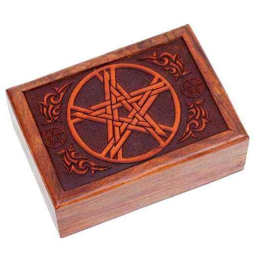 Scatola Tarocchi In Legno Pentacolo -- 17,5x13x6.5 Cm